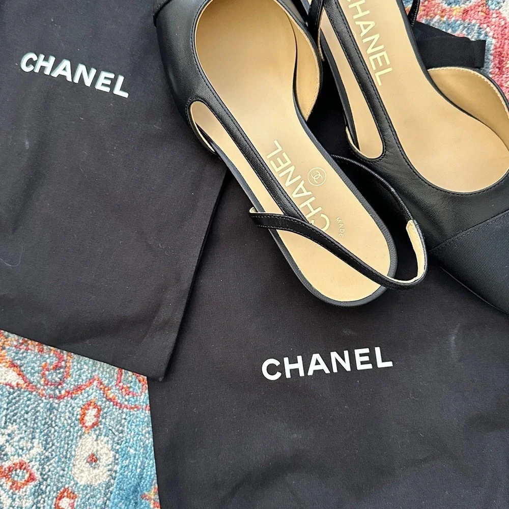 Chanel‎ coco flat sling backs